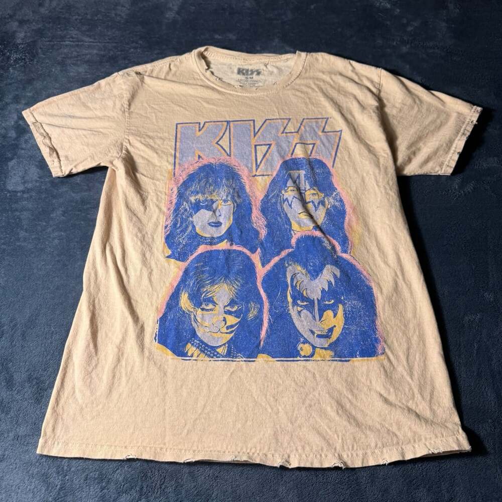 Kiss Band T-Shirt Size S/M Beige Graphic